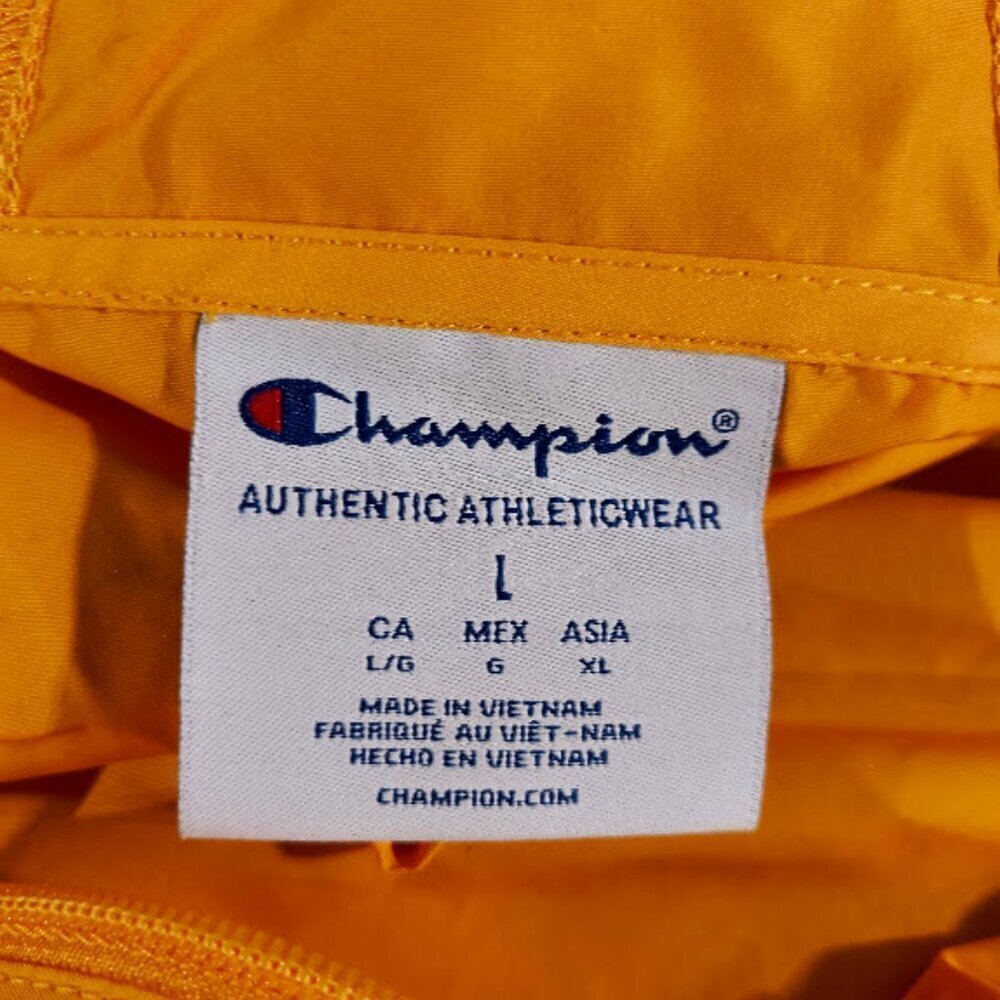 Champion Men's Packable Logo Jacket/Windbreaker  Size Large School Bus Yellow - Picture 9 of 12